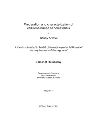 Preparation and characterization of cellulose-based nanomaterials thumbnail