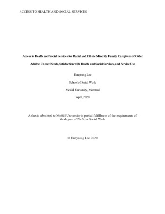 Access to health and social services for racial and ethnic minority family caregivers of older adults:  Unmet needs, satisfaction with health and social services, and service use thumbnail