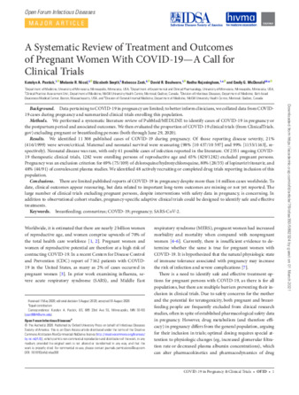 A Systematic Review of Treatment and Outcomes of Pregnant Women With COVID-19—A Call for Clinical Trials thumbnail