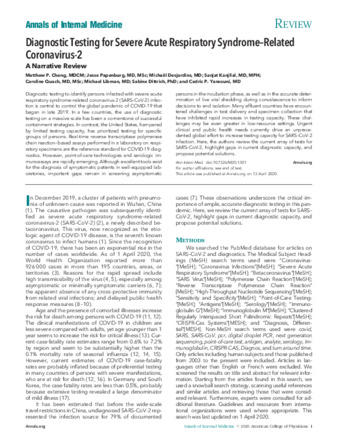 Diagnostic Testing for Severe Acute Respiratory Syndrome-Related Coronavirus 2: A Narrative Review thumbnail