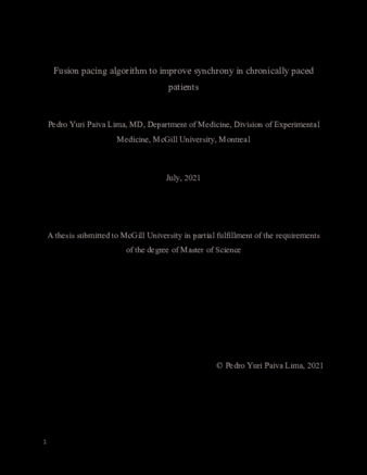 Fusion pacing algorithm to improve synchrony in chronically paced patients thumbnail