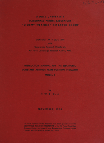 Instructional manual for the electronic constant altitude plan position indicator Model 1 thumbnail