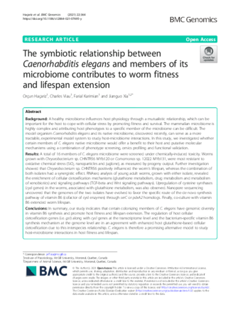 The symbiotic relationship between Caenorhabditis elegans and members of its microbiome contributes to worm fitness and lifespan extension thumbnail