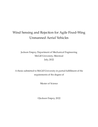 Wind sensing and rejection for agile fixed-wing unmanned aerial vehicles thumbnail