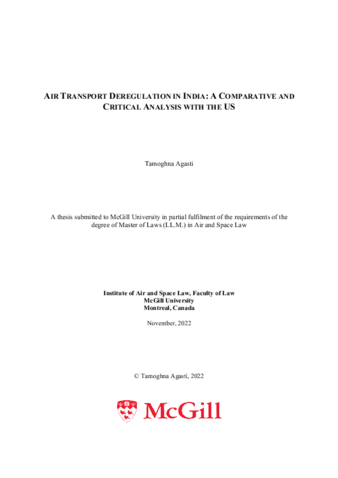 Air Transport Deregulation in India: A Comparative and Critical Analysis with the US thumbnail