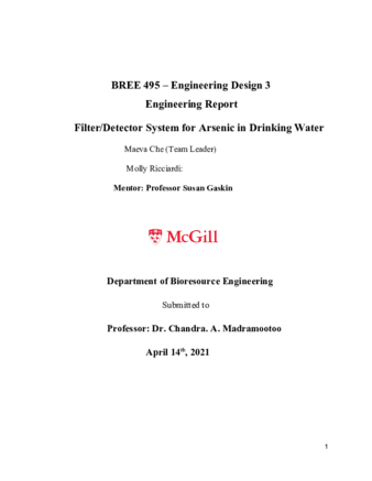 Filter/Detector System for Arsenic in Drinking Water thumbnail