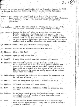 Minutes of meeting held at the Faculty Club on Wednesday January 21, 1959 to discuss Gas Dynamics Laboratory project on supersonic combustion thumbnail