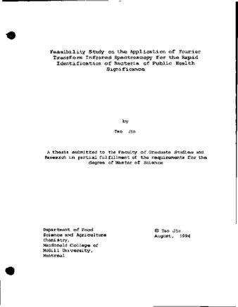 Feasibility study on the application of Fourier transform infrared spectroscopy for the rapid identification of bacteria of public health significance thumbnail