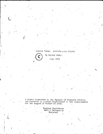 Harold Bloom, antithetical critic thumbnail