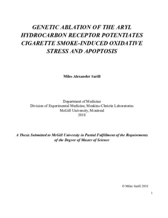 Genetic ablation of the aryl hydrocarbon receptor potentiates cigarette smoke-induced oxidative stress and apoptosis thumbnail