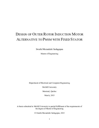 Design of outer rotor induction motor alternative to PMSM with fixed stator thumbnail