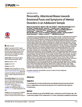 Personality, Attentional Biases towards Emotional Faces and Symptoms of Mental Disorders in an Adolescent Sample thumbnail