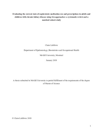 Evaluating the current state of nephrotoxic medication use and prescriptions in adults and children with chronic kidney disease using two approaches: a systematic review and a matched cohort-study thumbnail