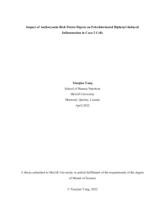 Impact of Anthocyanin-Rich Potato Digests on Polychlorinated Biphenyl-Induced Inflammation in Caco-2 Cells thumbnail