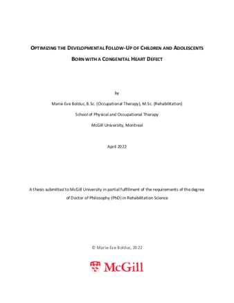 Optimizing the developmental follow-up of children and adolescents born with a congenital heart defect thumbnail