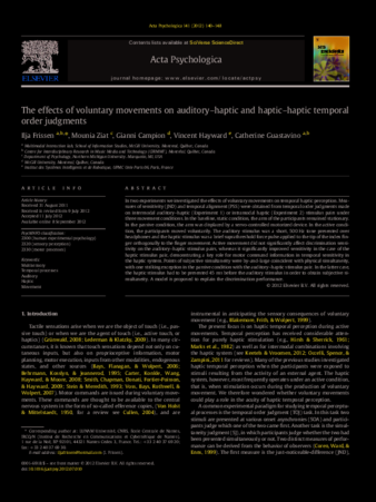 The effects of voluntary movements on auditory–haptic and haptic–haptic temporal order judgments thumbnail