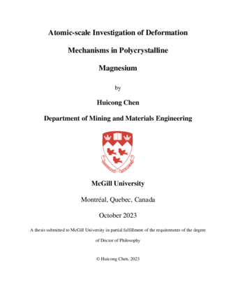 Atomic-scale investigation of deformation mechanisms in polycrystalline magnesium thumbnail