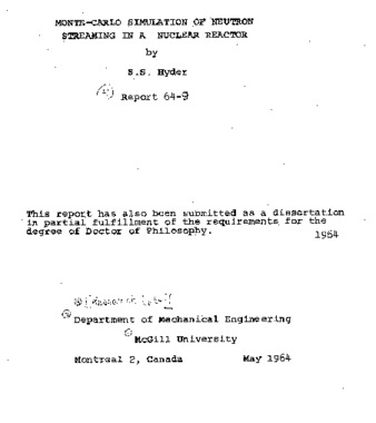 Monte-Carlo simulation of neutron streaming in a nuclear reactor thumbnail