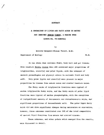 A comparison of lipids and fatty acids in mature and immature nereis virens, a marine worm (Annelida, Polychaeta). thumbnail