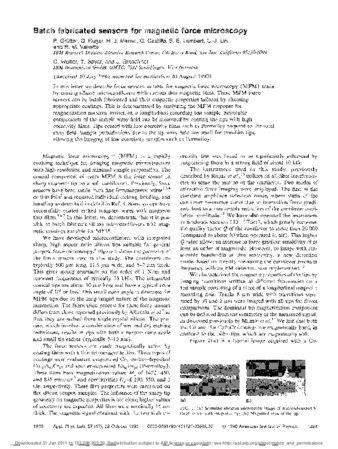 Batch fabricated sensors for magnetic force microscopy thumbnail