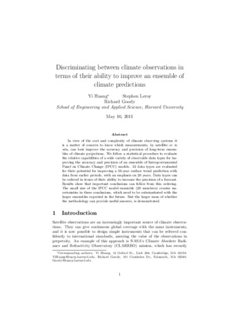 Discriminating between climate observations in terms of their ability to improve an ensemble of climate predictions thumbnail