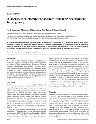 A documented clomiphene-induced follicular development in pregnancy thumbnail