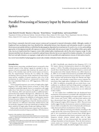 Parallel processing of sensory input by bursts and isolated spikes thumbnail