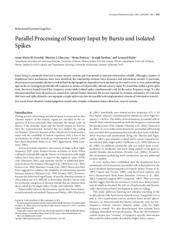 Parallel processing of sensory input by bursts and isolated spikes thumbnail