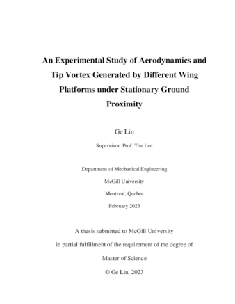 An experimental study of aerodynamics and tip vortex generated by different wing platforms under stationary ground proximity thumbnail