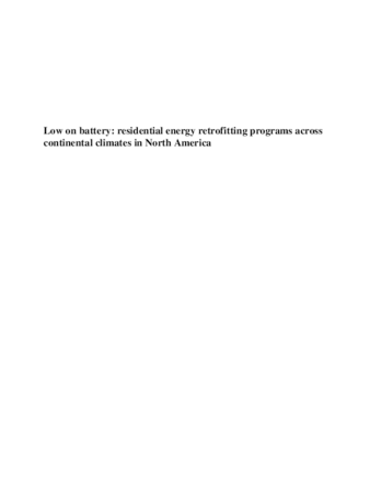 Low on battery: residential energy retrofitting programs across continental climates in North America thumbnail