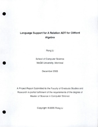 Language Support for A Relation ADT for Clifford Algebra thumbnail