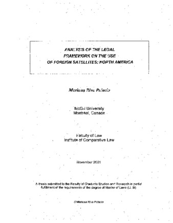 Analysis of the legal framework on the use of foreign satellites : North America thumbnail