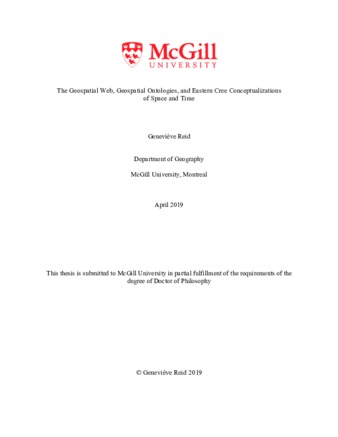 The geospatial web, geospatial ontologies, and Eastern Cree conceptualizations of space and time thumbnail
