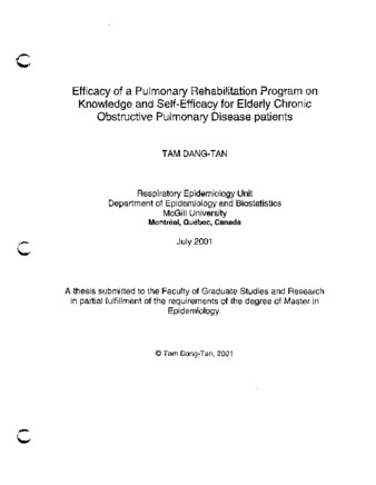 Efficacy of a Pulmonary Rehabilitation Program on Knowledge and Self-Efficacy for Elderly Chronic Obstructive Pulmonary Disease patients thumbnail