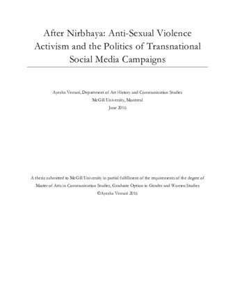After Nirbhaya: anti-sexual violence activism and the politics of transnational social media campaigns thumbnail