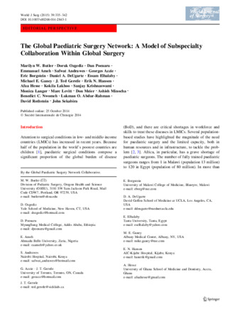 The Global Paediatric Surgery Network: A Model of Subspecialty Collaboration Within Global Surgery thumbnail