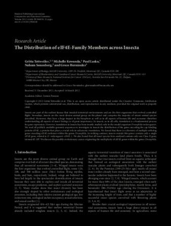 The Distribution of eIF4E-Family Members across Insecta thumbnail