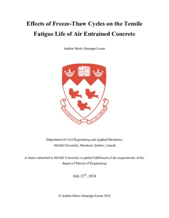 Effects of freeze-thaw cycles on the tensile fatigue life of air entrained concrete thumbnail