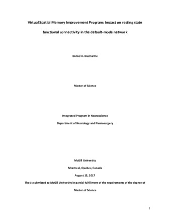 Virtual spatial memory improvement program: impact on resting state functional connectivity in the default-mode network thumbnail