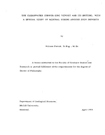 The Clearwater Copper-Zinc Deposit and its Setting, with a Special Study of Mineral Zoning around such Deposits thumbnail
