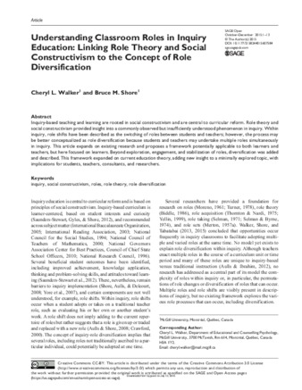 Understanding Classroom Roles in Inquiry Education: Linking Role Theory and Social Constructivism to the Concept of Role Diversification thumbnail