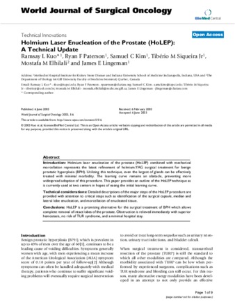 Holmium Laser Enucleation of the Prostate (HoLEP): A Technical Update thumbnail