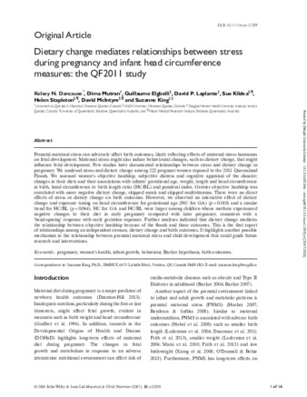 Dietary change mediates relationships between stress during pregnancy and infant head circumference measures: the QF2011 study thumbnail