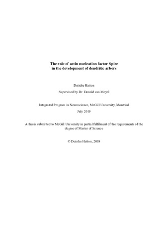 The role of actin nucleation factor spire in the development of dendritic arbors thumbnail