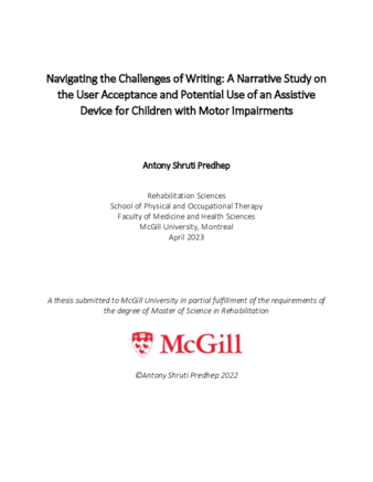 Navigating the Challenges of Writing: A Narrative Study on the User Acceptance and Potential Use of an Assistive Device for Children with Motor Impairments thumbnail