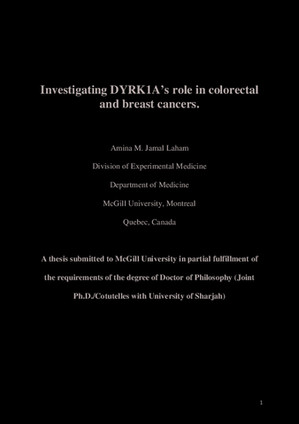 Investigating DYRK1A's role in colorectal and breast cancers. thumbnail