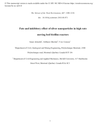 Fate and inhibitory effect of silver nanoparticles in high rate moving bed biofilm reactors thumbnail