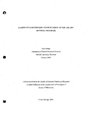 Systematics of Thricops and phylogeny of the Azeliini (Diptera:Muscidae) thumbnail