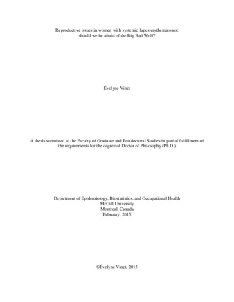 Reproductive issues in women with systemic lupus erythematosus: should we be afraid of the Big Bad Wolf? thumbnail