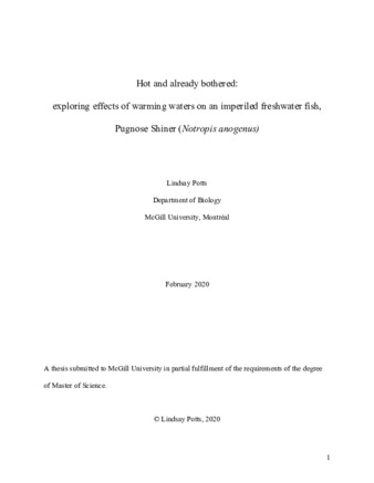 Hot and already bothered: exploring effects of warming waters on an imperiled freshwater fish, Pugnose Shiner «Notropis anogenus» thumbnail